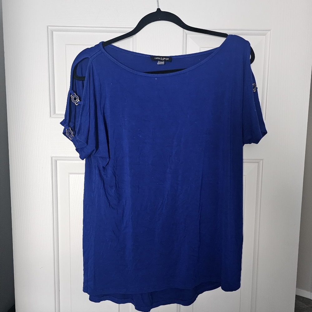 Cable And Guage Royal Blue Short Sleeve Top Size M